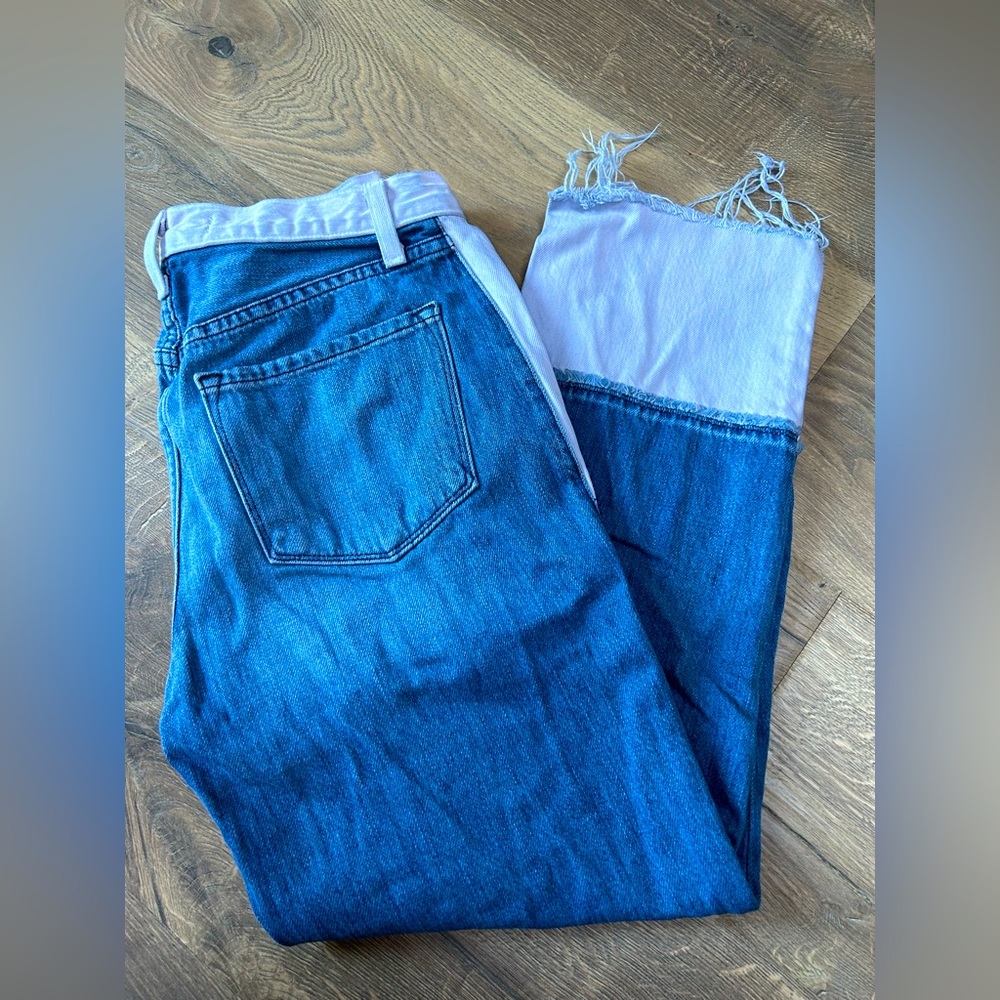 J Brand Two Toned Raw Hem Straight Leg Jeans (27)